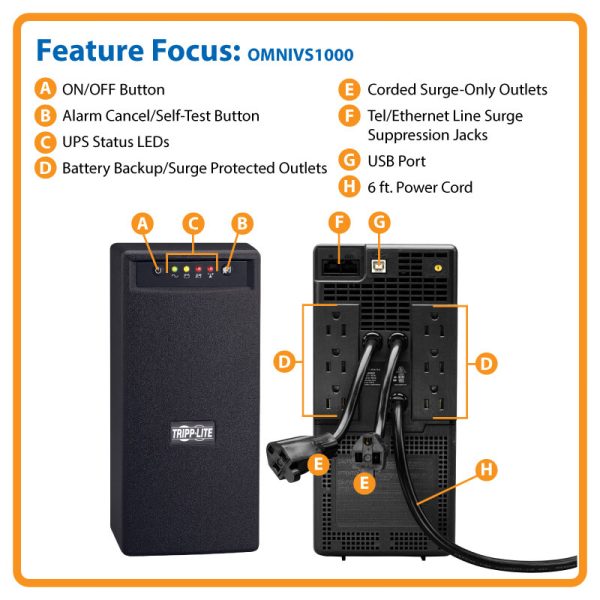 UPS OMNIVS1000 TRIPPLITE   INTERACTIVO DE 120V - Imagen 2